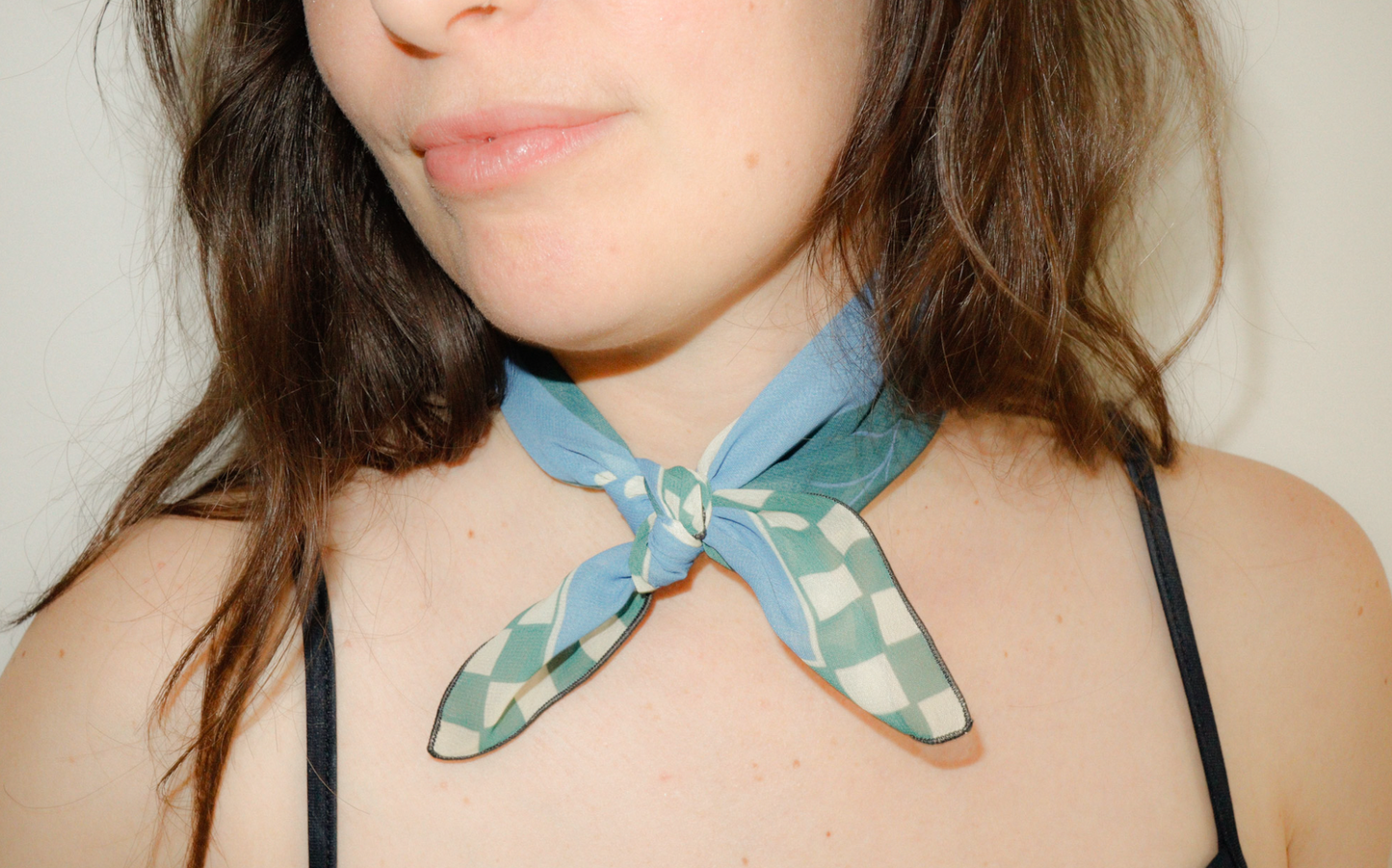 Foulard Carreaux Aqua - Chiffon