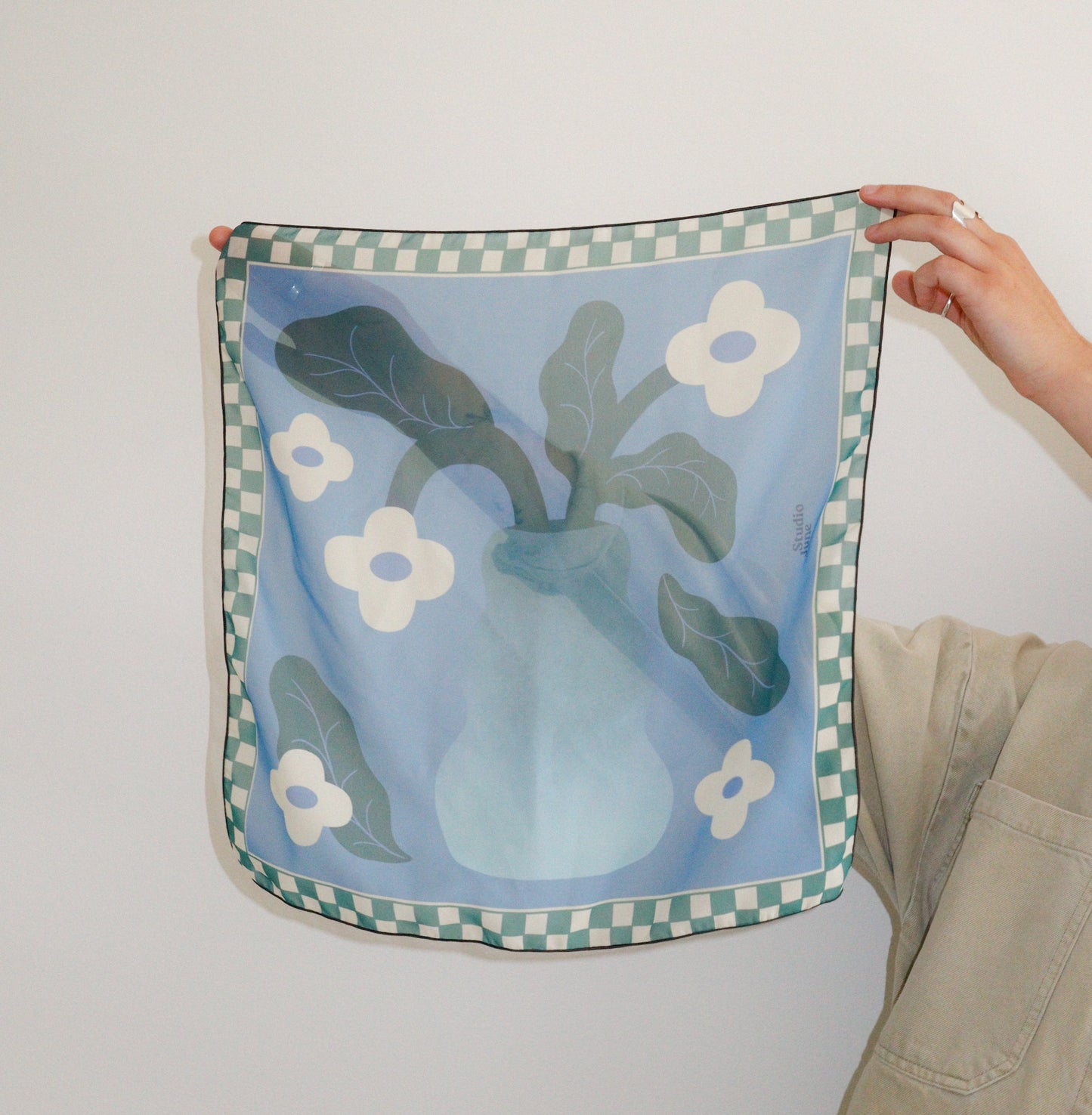 Foulard Carreaux Aqua - Chiffon