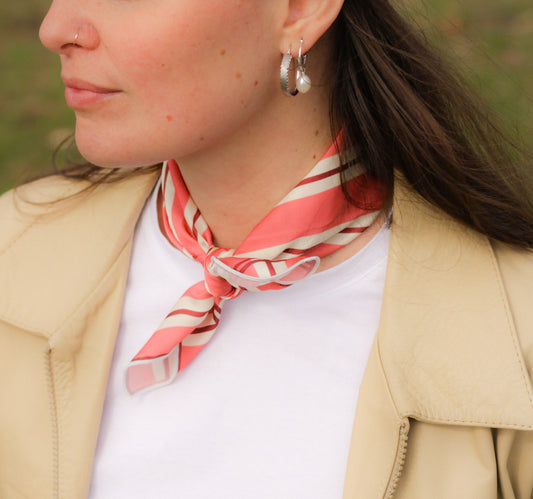 Foulard Rayures Rose - Satiné